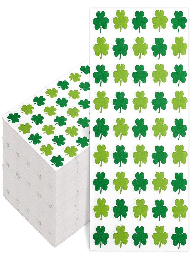 وولاين مجموعة مناديل واين لعيد القديس باتريك، ٥٠ قطعة، مناديل ورقية خضراء بنقشة البرسيم الأيرلندي، للاستخدام مرة واحدة، مثالية لتزيين مائدة الطعام في المطبخ أو المنزل أو الحفلات. - Image 1